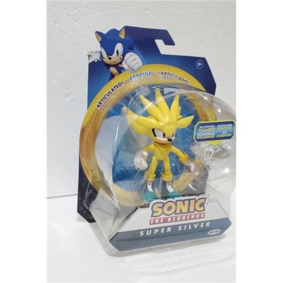 Sonic The Hedgehog Super Silver Action Figure Modern, White Emerald Collectibles - Picture 4 of 11